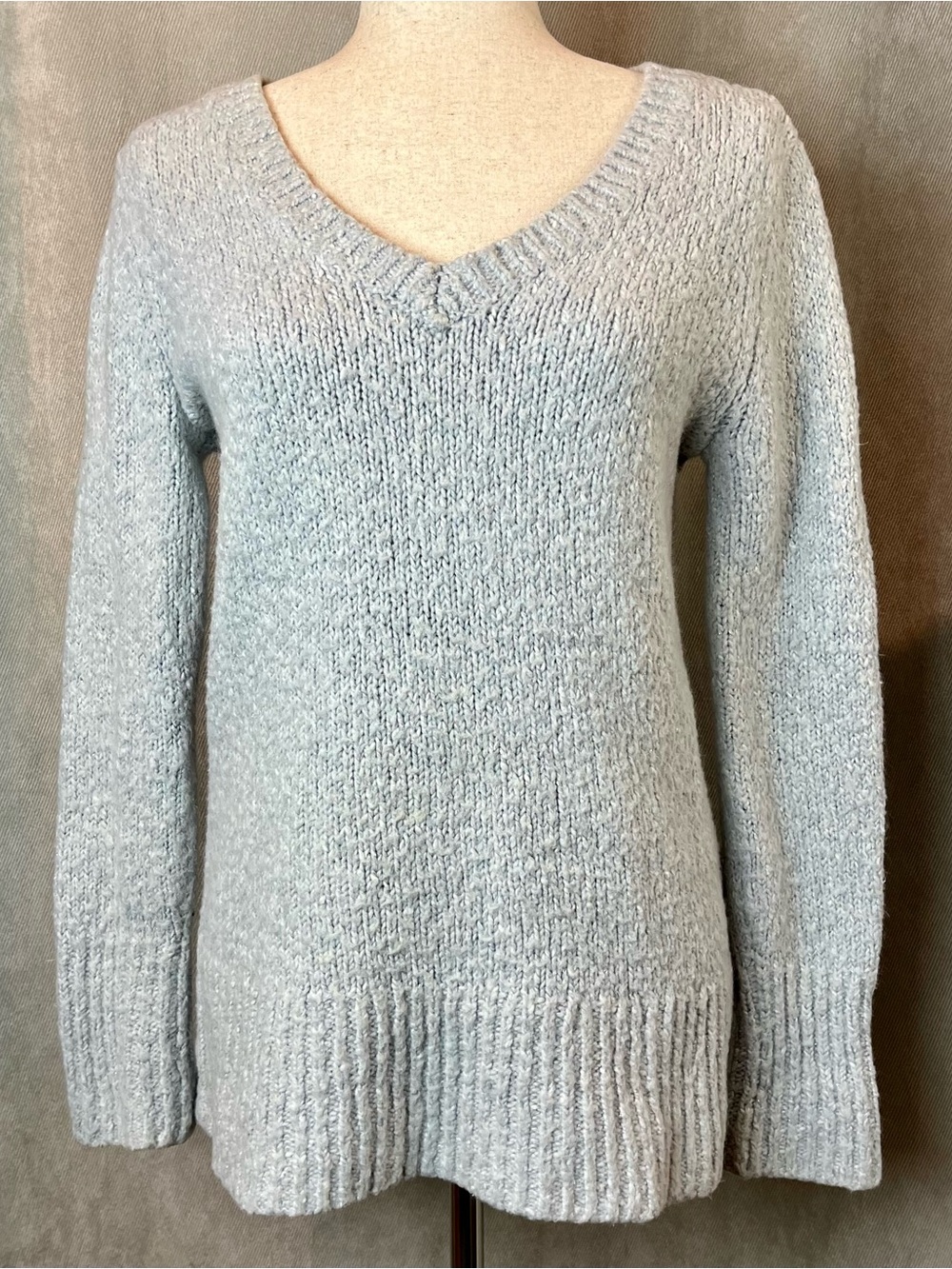Abercrombie & Fitch Y2K Knit Sweater Weather Cozy Soft Baby Blue V-Neck M 2000's